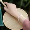 Pulseira de Prata Pura S999 Qianjia, Paz e Alegria, Pulseira de Prata Simples Retrô, Modelo Ajustável Push-Pull Estilo Chinês para Mulheres