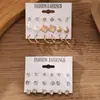 Pendientes de Moda Transfronterizos Europeos y Americanos en Forma de Corazón Set de 6 Piezas Set Creativo de Pendientes Dorados con Círculo Incrustados de Perlas