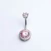 Nuevos Anillos para Ombligo Rosas con Lazo Estilo Europeo y Americano, Diversas Joyas para Piercing con Circonitas de Gran Venta, Accesorios para Anillos de Ombligo