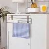 Simples Porta de Armário Montada na Parte de Trás sem Furos Cabide de Porta Suporte para Toalha de Prato Barra de Toalha de Cozinha de Aço Inoxidável Prateleira de Armazenamento Cabide para Panos
