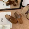 Gu YunSapatos Birkenstock Bico Fechado Meia Pantufa Feminina Roupa Externa 2026 Outono Novo Sola Grossa Preguiçoso Mules Birkenstock Sapatos Individuais Femininos