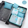 Bolsa portátil de seis peças para documentos, roupas, miudezas, maquiagem, lavagem, acabamento, conjunto de viagem, roupa íntima, bolsa de armazenamento de roupa íntima