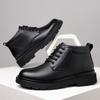 Botas Martin Transfronterizas Invierno 2025 Nuevas Botas Individuales de Media Caña para Hombre Zapatos de Cuero para Hombre Zapatos de Algodón Cálidos con Forro Polar