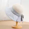Sombrero de Sol de Paja para Mujer, Protección Solar Primavera y Verano Sombrero de Ala Ancha con Lazo, Estilo Casual de Viaje al Aire Libre Vacaciones Sombrero de Pescador