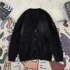 Suéter de cuello en V para otoño e invierno, combinable con todo, estilo japonés, retro, informal, holgado, de punto, para hombre