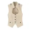 Ropa de mujer al por mayor estilo europeo y americano transfronterizo INS otoño nuevo diseño hueco gabardina con abertura top de tela 5063005