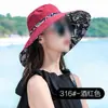 Chapéu Dobrável Dupla Face Estilo Étnico Feminino de Verão Chapéu de Sol Estilo Coreano Chapéu de Sol com Proteção Solar Chapéu de Sol Anti-Ultravioleta com Cobertura Facial