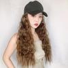 Gorro Peluca Verano Mujer Sombrilla Gorra de Béisbol Natural Esponjoso Largo Lana Rizado Todo en Uno Gorra de Béisbol Removible