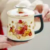 Taza de Gato de la Suerte Blanco Rocoso, Taza Cerámica con Separación de Té y Agua para Uso en Casa y Oficina, Caja de Regalo Corporativo para Clientes
