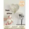Escena de Montaje para Ceremonia de Mes Completo del Bebé, Celebración de 30 Días y 100 Días en Casa, Pared de Fondo con Globos, Accesorios para Fotos