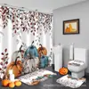 TUME Gran Venta Fiesta de Acción de Gracias Hoja de Arce Calabaza Estampado Cortina de Ducha Juego de Cuatro Piezas Decoración de Baño Cortina Divisoria