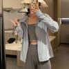 Verano Nuevo Empalme de Malla Transpirable Ropa Protección Solar Chaqueta Deportiva Exterior Protección Solar Anti-UV de Seda de Hielo Corta para Mujer