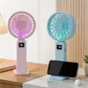 Ventilador de Mano de Verano Simple e Inteligente con Pantalla Digital, Velocidad Ajustable Continuamente, con Base de Soporte, Ventilador de Escritorio con Luz