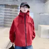 Cortavientos con Capucha de Bloques de Color para Niños Estilo Primavera y Otoño Chaqueta Casual Holgada para Niños de Edad Media y Mayores Chaqueta Estilo Coreano Ropa de Otoño de Moda