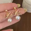Elegantes, Simples, Ligeros, Lujosos y de Alta Gama, Aretes de Lazo de Perla Brillante, Pendientes de Moda Versátiles para el Día a Día