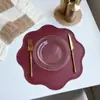Estilo Ins Hoja de Tortuga Cuero Manteles Individuales Creativo Comida Occidental Aislamiento Térmico Esterilla Boda Festival Navidad Impermeable Aceite Grabado Esterilla para Platos