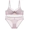 Sujetador francés sexy de encaje con aros, diseñado para levantar y prevenir la flacidez, con ribete de encaje de pestañas, conjunto de lencería para mujer