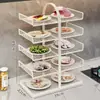 Estante de almacenamiento para bandejas de preparación de cocina, estante de preparación multicapa para uso doméstico, escurridor de platos multifuncional para escurrir y almacenar ingredientes