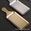 Prato Retangular de Aço Inoxidável Estilo Coreano Criativo Prato para Bife Estilo Ocidental Bandeja Prato Dourado de Fundo Plano para Churrasco Prato para Lanches Prato de Jantar