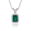 ZH01O collar rectangular de cultivo sintético artificial Esmeralda chapado en plata S925 platino 1.25CT moda de lujo ligero ins
