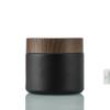 Frasco de Creme de Vidro Preto Fosco, Frasco de Creme Facial, Tampa com Grão de Madeira, Frasco Refil Cosmético para Creme para Olhos, Frasco Amostra Portátil para Viagem