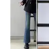 Jeans Acampanados Elásticos con Forma de Pera para Mujer, Tendencia de Invierno Nuevo Estilo, Pantalones Acampanados Cortos Adelgazantes Tallas Grandes