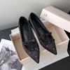 Novedad Primavera/Verano 2026 Zapatos de Salón de Punta Afilada Impresionantes que Aumentan la Altura para Mujer, Zapatos Mary Jane Versátiles con Lazo de Pedrería para Mujeres Bajitas