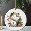 Nueva decoración navideña transfronteriza: Colgante acrílico 2D con letra y diseño de ciervo para árbol de Navidad y decoración navideña del hogar