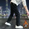 Calça de moletom listrada elegante de alta qualidade para homens, nova para primavera e outono, espessa, forrada com fleece, folgada, perna reta, casual