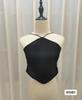 Europeu e Americano Sexy Decote Halter Sexy Pequeno Camisole Roupa Exterior Verão Linda Costas Desejo Puro Top Tubinho Curto para Mulheres
