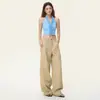 2026 Novos Jeans Cáqui de Perna Larga Feminino Cintura Alta Emagrecedor Solto Calça Banana Casual Calça Longa