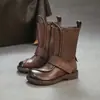 Jie Zou Otoño 2026 Nueva Llegada Piel de Vaca de Primera Capa Estilo Retro Punta Redonda Suela Plana Botas Temperamento de Viaje Moda Tendencia Zapatos para Mujer
