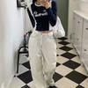Jeans Casuales de Pierna Recta de Pierna Ancha de Cintura Alta Estilo Hong Kong Yuppie de Alta Calidad para Mujer de Dongdaemun, Corea del Sur