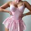 Fonte de Comércio Exterior Europeu e Americano Estilo Puro Desejo Modelador de Corpo Conjunto de Peça Única Renda nas Bordas Costura com Tiras de Meia-calça Lingerie Sexy