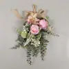 Decoração de Parede de Buquê Invertido de Eucalipto Estilo Floresta Folha de Dinheiro Flor Artificial Decoração de Casamento Pingente Flor Artificial Maçaneta de Porta