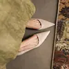 Sandalias cerradas de cuero estilo francés, sin cordones, punta fina poco profunda, elegantes zapatos de trabajo de tacón de gatito, sandalias caladas para mujer