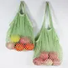Em estoque sacola tecida sacola de compras sacola de rede de compras portátil sacola de rede de armazenamento para frutas e vegetais basquete sacola de compras dobrável