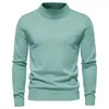 Suéter Gola Alta Liso Masculino Outono/Inverno 2025 Tricô Masculino Camisa Base Verde Militar