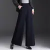 Moda Temperamento Calças de Pernas Largas Femininas 2026 Outono Novo Cintura Alta Emagrecimento Cobre Quadril Calças de Pernas Retas Simples Soltas Casuais