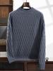 Suéter de cashmere de sete agulhas e fios duplos, suéter masculino com gola alta e manga raglan, suéter grosso, suéter casual de negócios com torção de indústria pesada