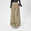Jeans casuales de pierna ancha para mujer, color Naranja Juvenil # Caqui, de cintura alta, corte holgado, adelgazantes, favorecedores, versátiles, pantalones de largo hasta el suelo
