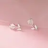 Pendientes de Plata de Ley S925 Nalan Exquisitos y Sencillos Estilo Ins Diseño de Nicho Ágata Blanca Tulipán M07683