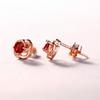 Moda japonesa y coreana trébol de cuatro hojas plata esterlina S999 pin pendientes para mujer granate natural hierba de la suerte joyería para la oreja al por mayor