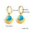 Set de Joyería de Acero Inoxidable de Lujo Ligero de Moda de Venta Caliente Transfronteriza con Collar de Piedra Natural y Aretes, Anillo de Acero Inoxidable de Gama Alta de Nicho para Mujer