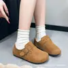 Sapatos Birkenstock Femininos Inverno Mais Veludo 2026 Novo Preguiçoso Slip-on Fundo Plano Sapatos Feijão Solado Macio Sapatos de Algodão