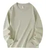 Camiseta de algodón peinado de 220g con cuello redondo y manga larga para hombre, camiseta básica de algodón puro de color liso para hombre, adecuada para uso en grupo con logo estampado o bordado
