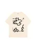 [Estampado de Letras] Camiseta de Manga Corta con Estampado de Cartas y Flores Transfronterizo para Mujer, Estilo Coreano de Verano, Casual y Versátil