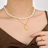 Collar de flor de rosa estilo coreano, sencillo y moderno, con personalidad y temperamento, cadena de clavícula de acero de titanio chapada en oro que combina con todo.