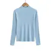 T399-26 Otoño Estilo Coreano Liso Cuello Alto Sin Costuras Básico Manga Larga Suéter de Punto de Lana Camisa Base