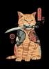 Pintura en Lienzo de Gato Samurái Japonés de Dibujos Animados Póster Arte de Pared Sala de Estar Pintura Decorativa Moderna